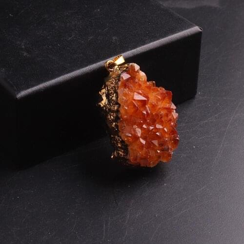 1PCS Yellow Crystal Energy Necklaces Pendant Natural Stone Fine Jewelry Pendulum Reiki Healing Necklaces Amulet For Radiesthesia