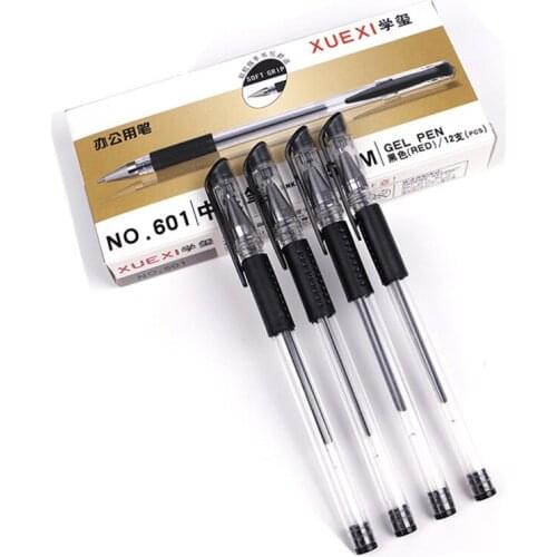 10 Boxes /lot(120pcs In Total) 0.5mm Black Gel Pen Carbon Pen Good Writing Pen Red Metal Chirography Office & School Gel Pen