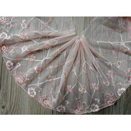 10Yards 21cm Wide Polyester Embroidered Lace Trim Floral Edge Trimming Bra Underwear Wedding Dress Clothing Sewing