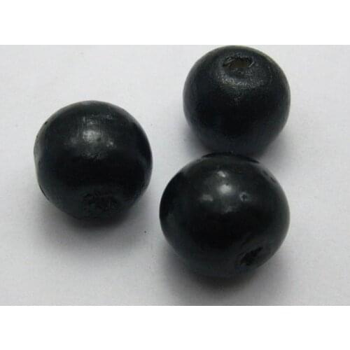 100 Black 14mm Round Wood Beads~Wooden Beads