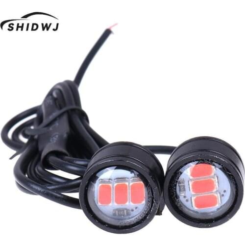 2Pcs Aluminum Motorcycle Rearview Mirror Eagle Eye 3 LED Flash Strobe Lights Red Voltage 12V 22 x 20m