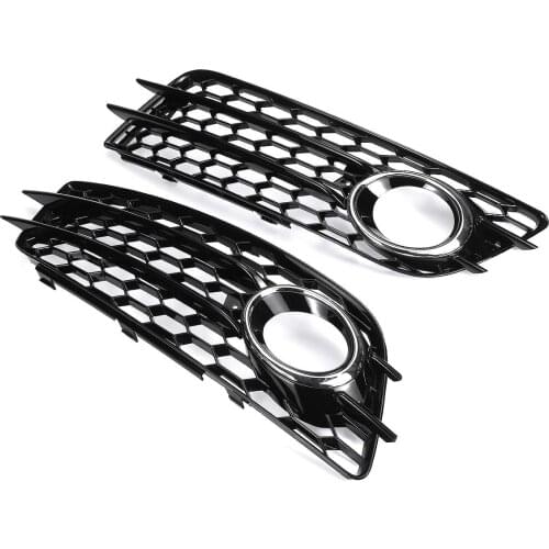2pcs Car Front Bumper Fog Light Grille Cover Honeycomb Hex Grille Grill For Audi A4 B8 S-Line S4 2008-2012 8K0807681C 8K0807682C