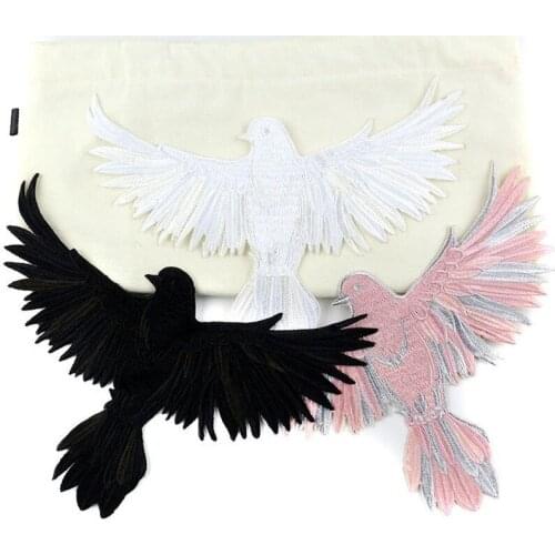 6pcs/lot Large Embroidery Patches Black White Pink Eagle Owl Animal Shirt Clothing Decoration Sewing Accessories Diy Applique
