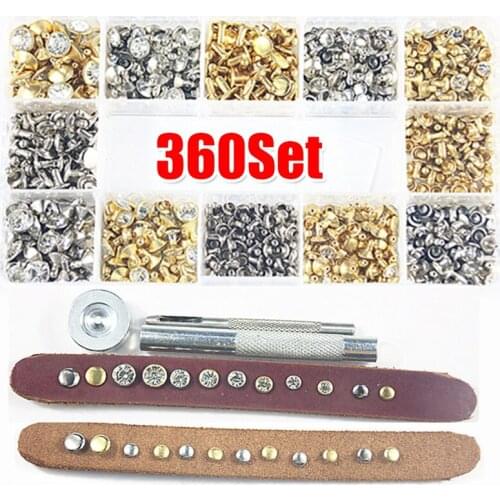 360/240Set Garment Rivets Punk 6/7/8/9mm Diamond Nail Rivet Spikes Studs Decor for Leather Wallet Bag DIY Design Sewing Supplies