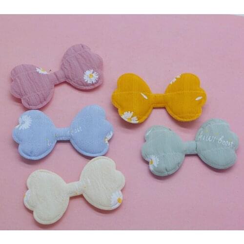 40pcs/lot 6.4*3.8cm bowknot Padded Appliques For Clothes Hat Leggings Sewing Supplies DIY Hair Clips Decor Accessory