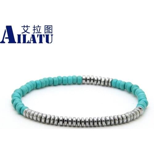 Ailatu 6mm Simple Fashion Flat Beads Bracelet Suitable for Summer Seaside Fashion Jewelry