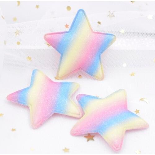 NEW 8Pcs 58mm Glittery Powders Gradient Iridescence Star Applique Padded Patches for DIY Craft/Clothes/Hairpin/Wedding Decor S31