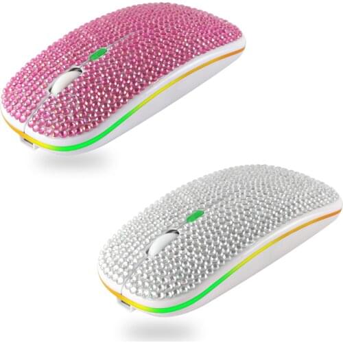 Silent Mouse Bluetooth 5.2 + 2.4G Wireless 2 In 1 Dual Mode Mouse Diamond-studded Rechargeable Ergonomic Gamer Mice For Laptop