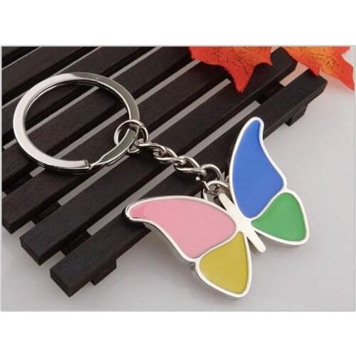 High Quality Bag Charms Colorful Butterfly Keychain Key Ring Animal Pendants KeyChains Fashion Jewelry Women & Men Love Gifts