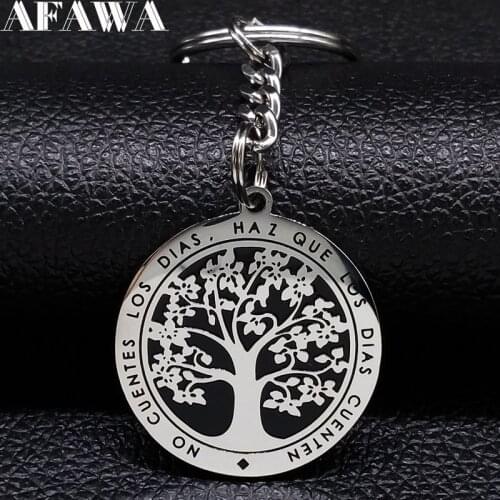 Fashion Tree of Life Stainless Steel Keyring for Women Silver Color Keychain Car Jewelry Gift llaveros de acero K727S01