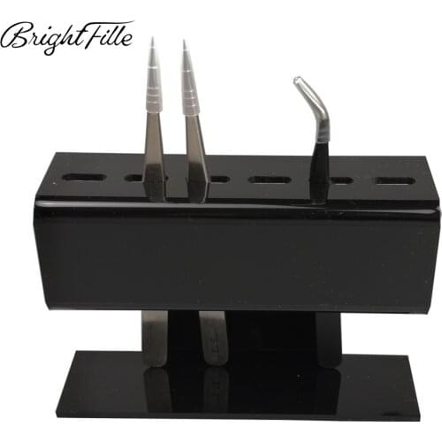 BrightFille 1Pcs Acrylic Eyelash Extension Tweezers Stand Durable And Convenient 6 Pcs Storage Holder Make Up Tool