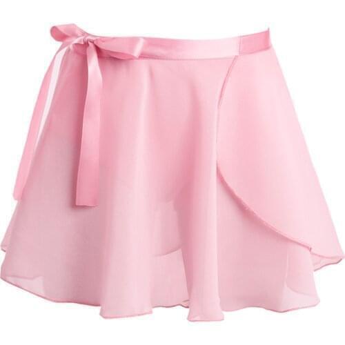 Kids Girls Ballet Tutu Skirts Pink Chiffon Ballet Dance Tulle Skirts with Waist Tie White Black Skate Wrap Ballet Leotard Skirt