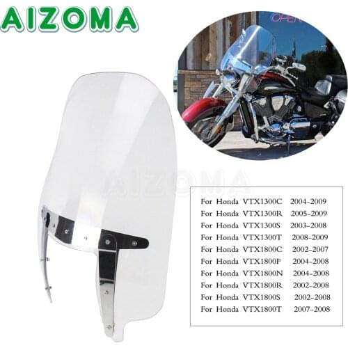 For Honda VTX1300 C R S T VTX 1800N 1800C 1800S 1800F 1800R Motorcycle Clear Windshield Windscreen Wind Deflector Screen Kit