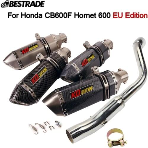 EU Edition For Honda 600 CB600F Hornet Motorcycle Exhaust System Muffler Tips Slip On 51mm Mid Link Pipe Stainless Steel Escape