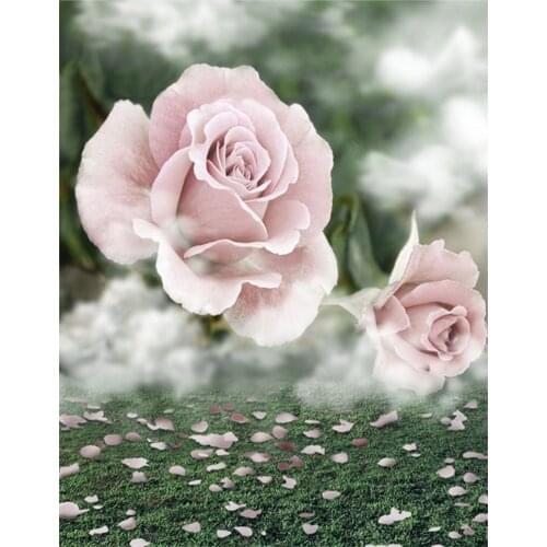 5x7ft Lawn Pink Flowers Photography Backdrops Photo Props Studio Background