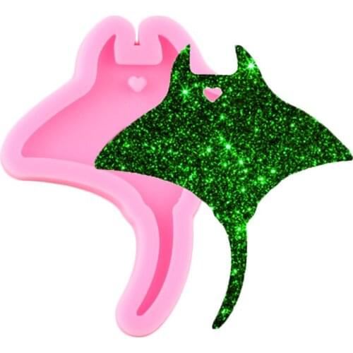 Shiny Sting Rays Mold DIY Keychain Jewelry Epoxy Mould Silicone Resin Crafting Keychains Molds Halloween Bat Pendant Moulds