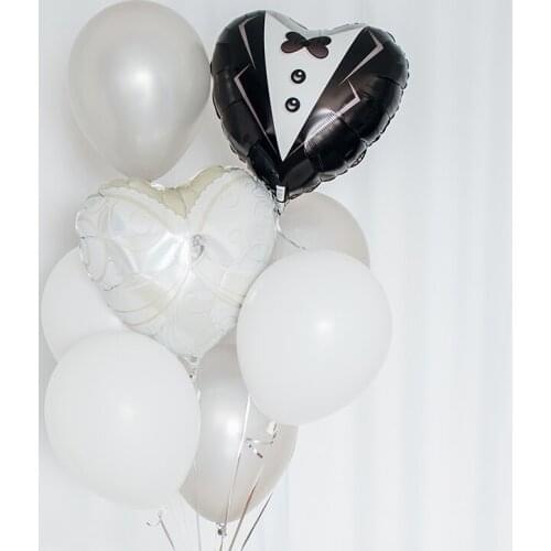 Bride Bridegroom Heart Shape Foil Balloons Wedding Decoration Aluminum Balloon Dress Balloon Rustic Wedding Party DIY Decoration