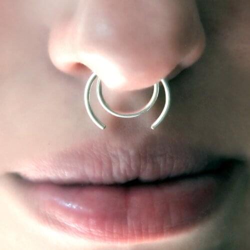 Nose Ring Handmade Piercing Jewelry Gold Filled 925 Silver Vintage Ring Septum Hoop Grillz Fake Piercing Punk Jewelry