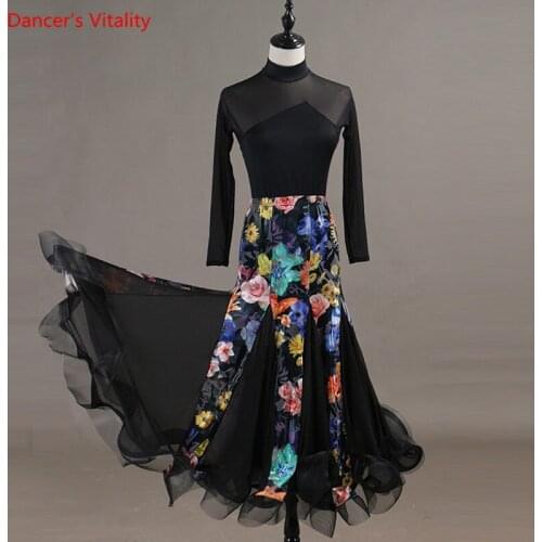 Custom Latin Dance Suit Adult Dancing Practice Clothes Tops+Skirt 2Pcs Set For Women Latin Ballroom Dance Performance Clothes
