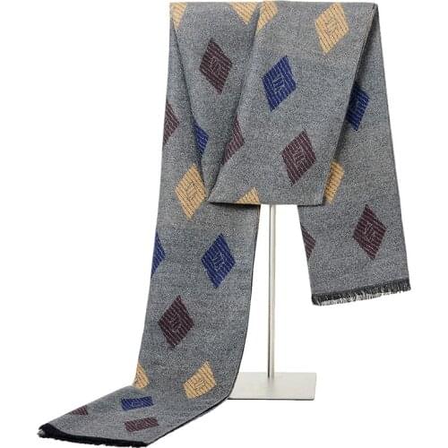 Fashion diamond design high Quality Warm Neckercheif men scarf Tassel Cashmere Modal Winter Luxury Male Foulard Plaid Scarves