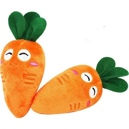 Pet Supply Soft Fleece Smiling Carrot Cute Dog Chew Squeak Toys For Small Dog Puppy Squeaky Plush Sound Cute Vegetable Carrot
