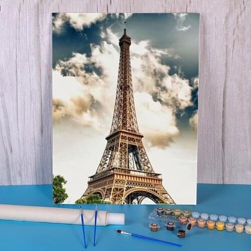 Landscape Paris Tower Painting By Numbers Complete Kit Acrylic Paints 40*50 Canvas Pictures Wall Decoration For Handicraft