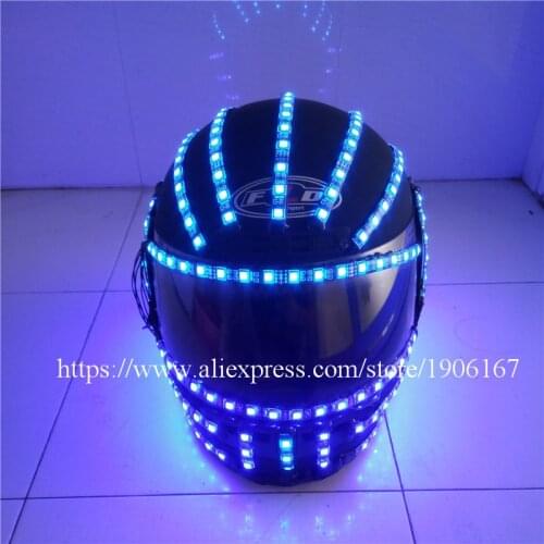 Newest RGB Led Growing Flashing Helmet Colorful LED Luminous Robot Helmet Halloween Christmas party Dancing Bar DJ Headwear