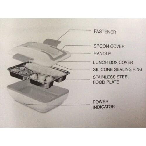 Upgrade 12v lunch box with 304 stainless steel and handle and 3 grid plate Car Electrical heating lunch box Appliances