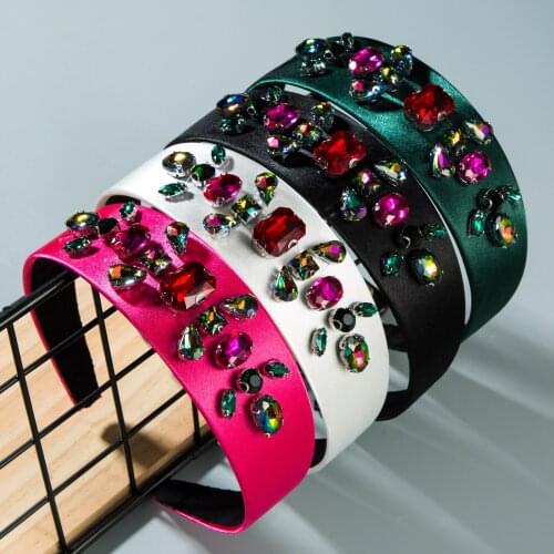 Accessories Solid Rhinestone Women Hairband Headband Jeweled Baroque Hair Hoop Elegant Crystal Headwear Wedding Hair Accessorie