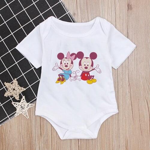 Newborn Baby Clothing Summer Infant Toddler Girl Romper Short Sleeve Cartoon Pattern Mickey Minnie Jumpsuit 0-2yrs Baby Clothes