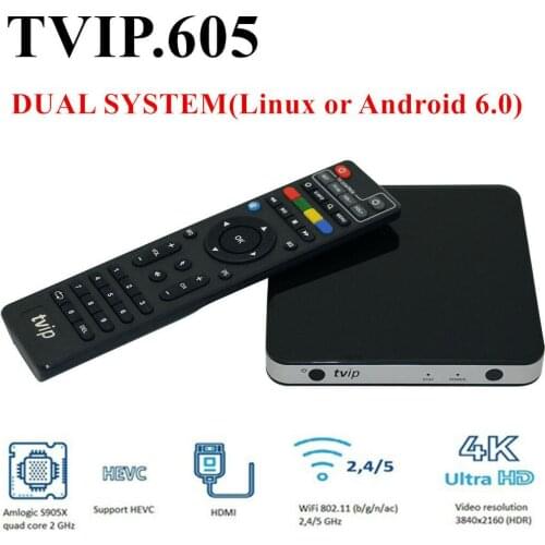 Original Hot TVIP605 TV Box S905X Support IPTV Box Linux & Android OS 1G/8G Tvip 605 4K 2.4G/5G WiFi Media streaming