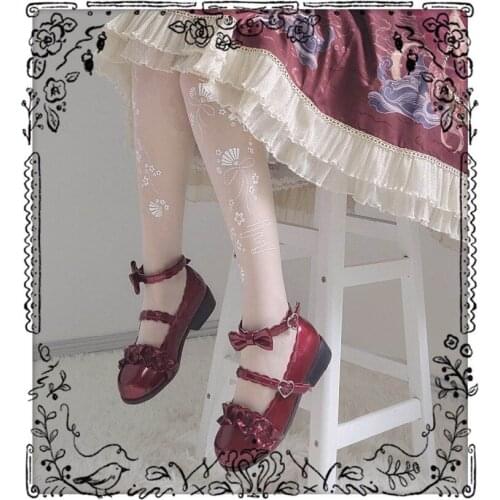 Original Design Sakuras Ending Fan Embroidery White Thin Pantyhose Tights 15D Light Cute Girl Lolita Transparent Tights
