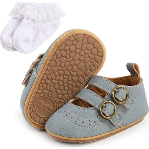 2pcs Set Autumn PU Leather Shoes For Newborn Baby girl Infant Fashion Soft-soled Toddler 0-18M New Arrival