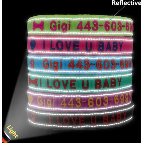 Personalized Reflective Dog Collar Custom Pet Puppy Cat Collar Embroidery Phone Name Collars For Small Medium Large Dog