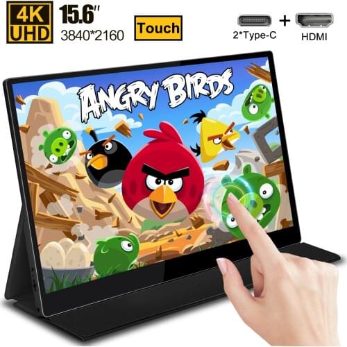 15.6" inch 4K Touch Monitor 2* USB Type-C + HDMI HDR IPS Screen for Ps4 Gaming Huawei Phone Laptop Portable Monitor Computer LCD