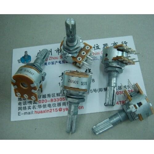 2pcs 16-type double-volume potentiometer for ALPS / A50K A100K-25MM flower Shaft Potentiometer