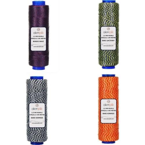 Aker Waxy Mealy Rope 1.0mm Saddler Yarn (Oil İp) 100 m Brown 100 M Hand Sewing Lanyard Leather Dikişi Cord Yellow Red Blue