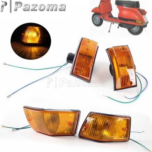Motorbike Turn Signal Amber Lens Rear&Front Turn Signal Lamp Indicator Flash Blinker Light for Vespa P PX VSX VNX Stella Scooter