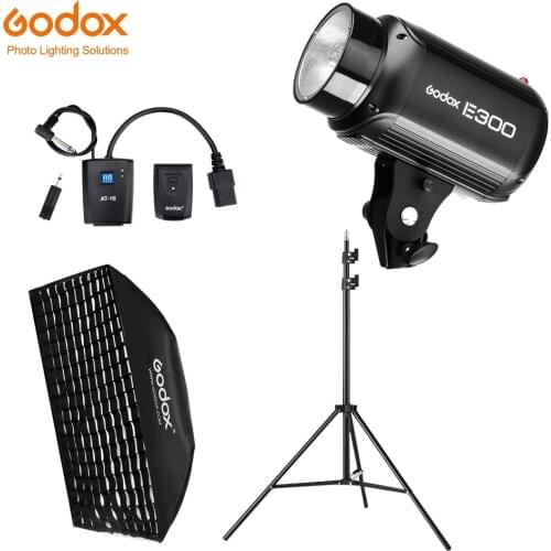 Godox E300 300Ws Photography Studio Flash Strobe Light + 50 x 70cm Honeycomb Gird + 180cm Light Stand + AT-16 Trigger Flash Kit