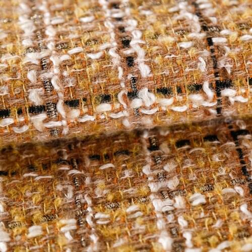 50x145cm France Yellow Lattice Dyed Braided Tweed Fabric For Woman Autumn Jacket Dress Suits Coat DIY Sewing Material