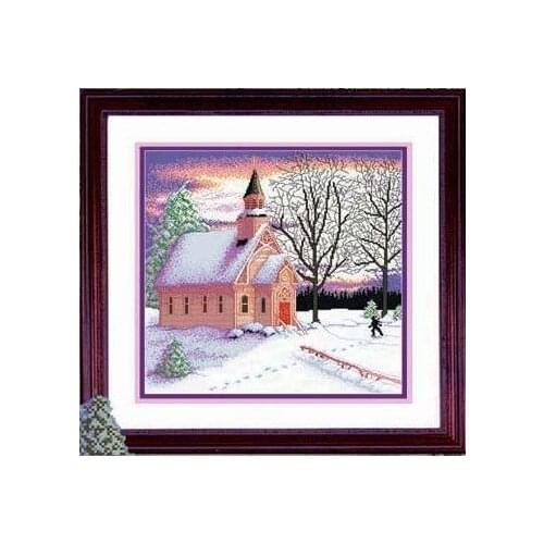 Top Quality Beautiful Lovely Counted Cross Stitch Kit Winter Morning Snowy Snow Home House Farm Skating Skate