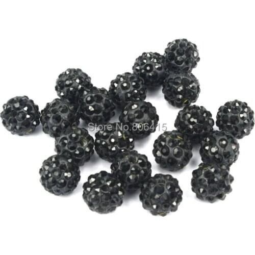 Top Quality Czech Crystal Rhinestones Pave Clay Round Disco Ball Spacer Beads Bracelet Necklace Earring 100pcs/Pack 6mm Black