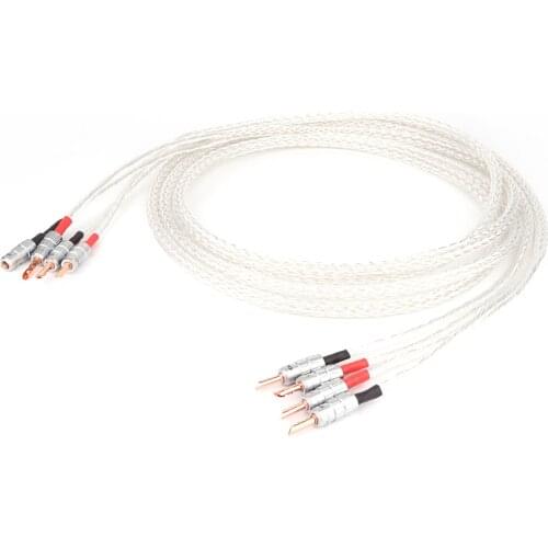 Yter pair 8AG 8N single crystal silver Plated Speaker Cable Banana Plug loudspeaker cable FOR HIFI amplifier