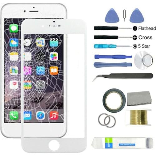 Replacement Outer Front Glass Screen Lens Repair Kit for iPhone 6 6S 7 8 Plus