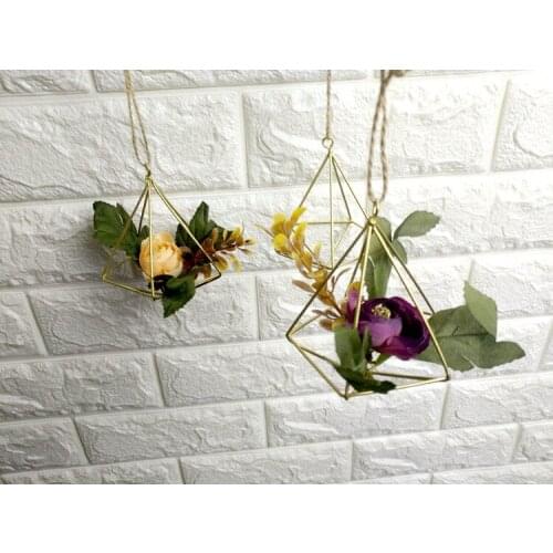 1PC Nordic Styles Geometry Iron Flower Vase Hydroponics Container Living Room Hanging Decoration Table Vase Home Decor MK 004