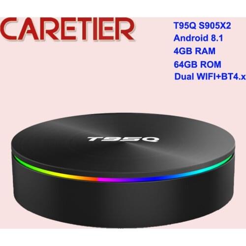 1PC T95Q 4GB 64GB TV BOX Android 9.0 DDR3 Amlogic S905X2 Quad Core 2.4G&5GHz Dual Wifi BT4.1 100M H.265 4K Media Player