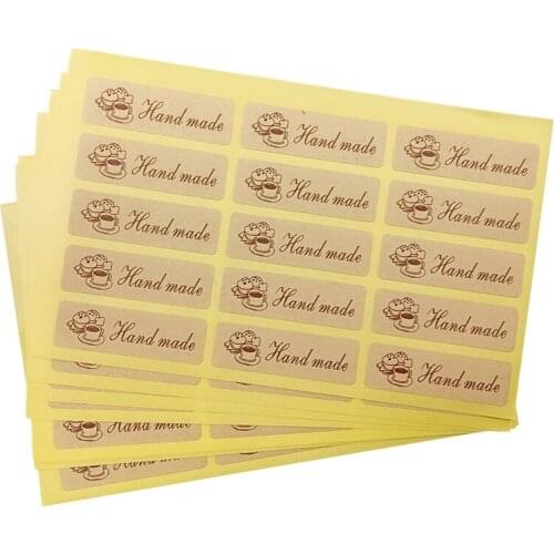 1200pcs/lot Kraft decorative "Hand Made"DIY Sealing Stickers Adhesive Scrapbook Package Label For Baking Products Wholesale