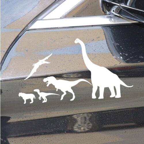 18.2CM*9.9CM Clusters Of Dinosaurs Car Sticker Decoration Car Door Vinyl Decal Black/Silver N1169