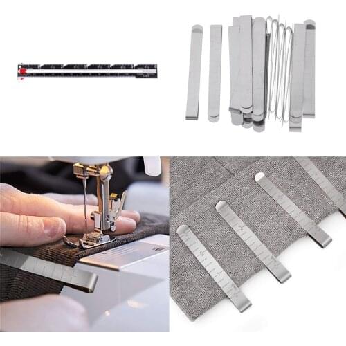 20pcs 3 Inch Metal Hem Curtain Clips Measuring Guides with 1Pcs Sewing Gauge
