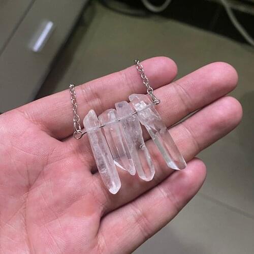 2021 Trend Fashionable Transparent Jewelry Crystal Necklace, Aura Quartz, Crystal Bar Charm Simple Gift For women